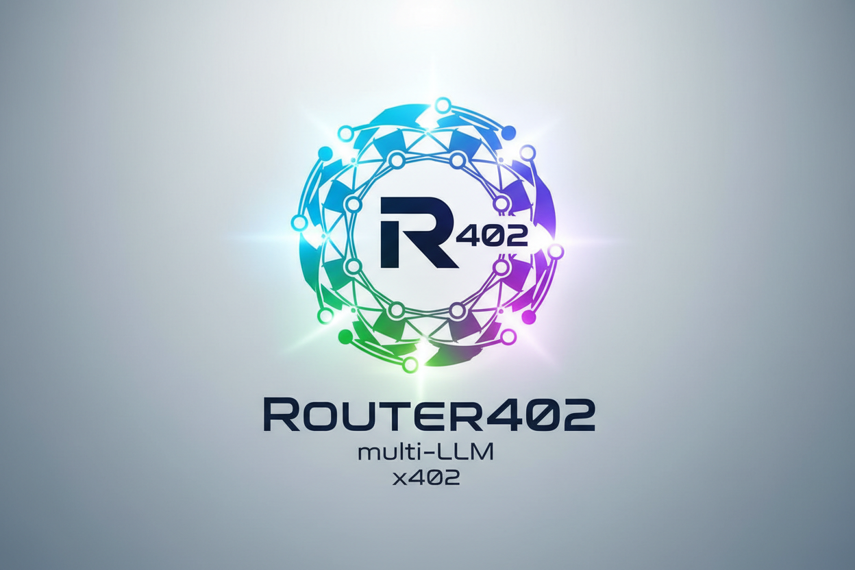 Router402 multi-LLM x402 router logo