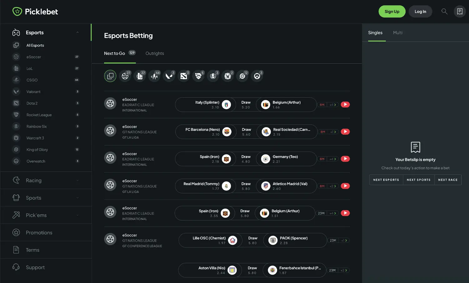 esports betting site registration form
