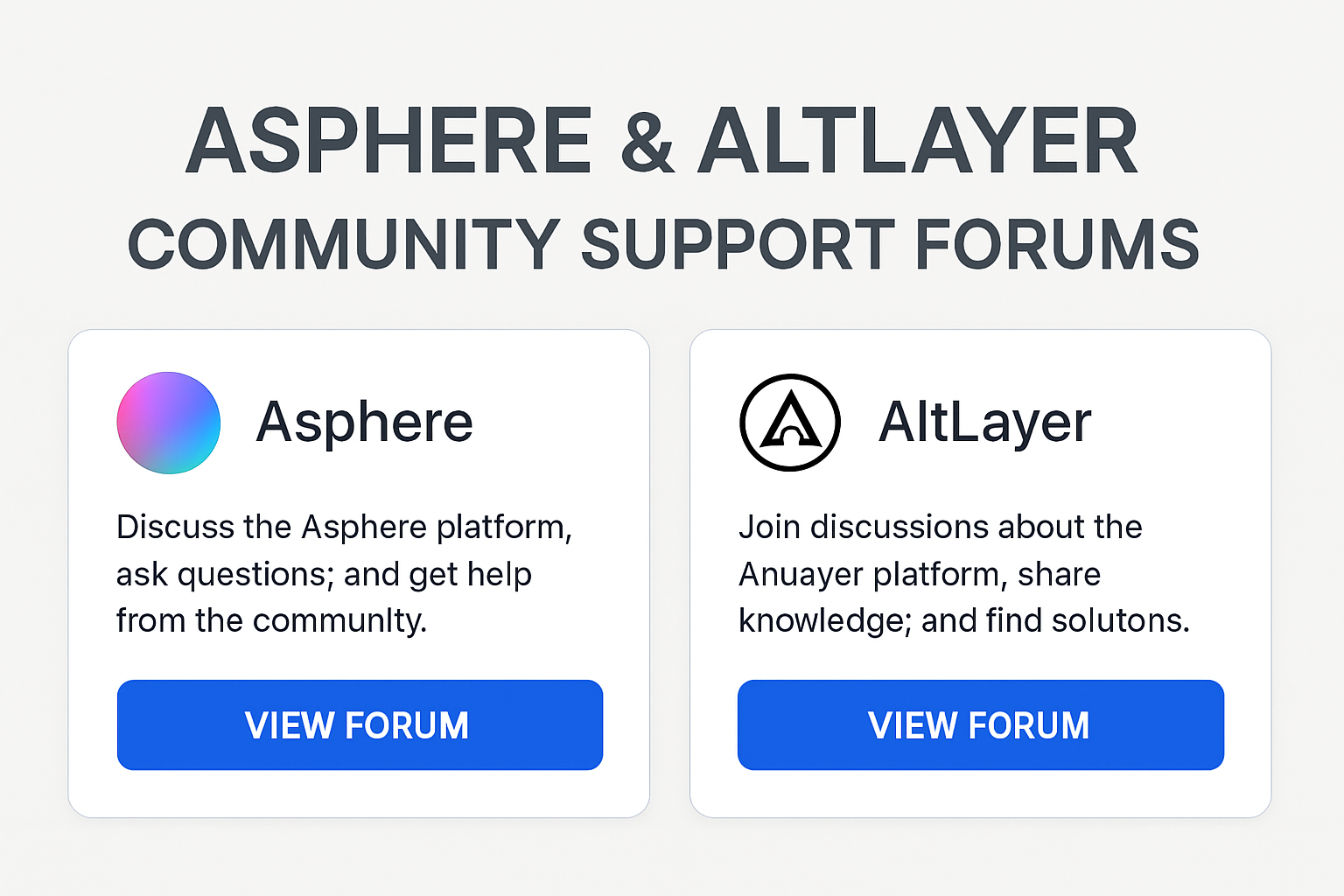Asphere and AltLayer community support forums