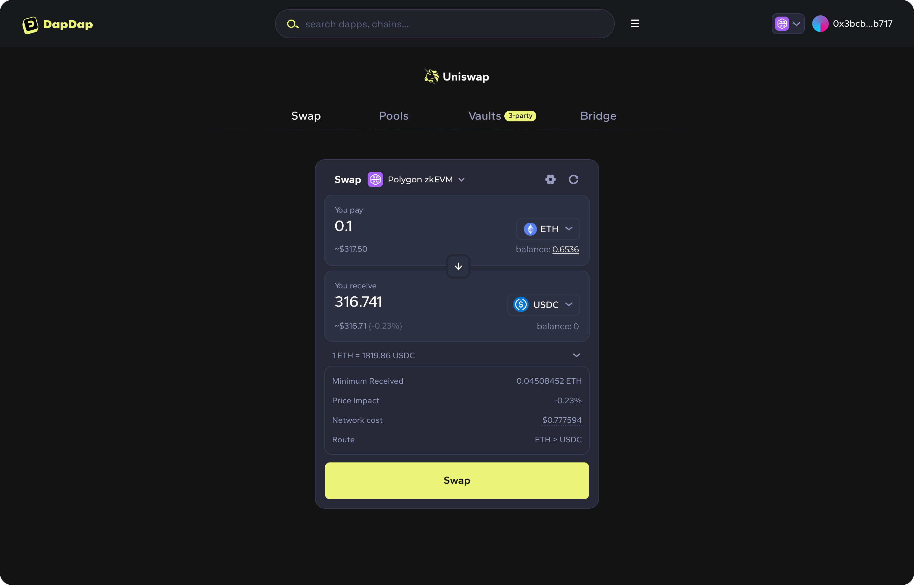 Uniswap PAXG USDC liquidity pool interface