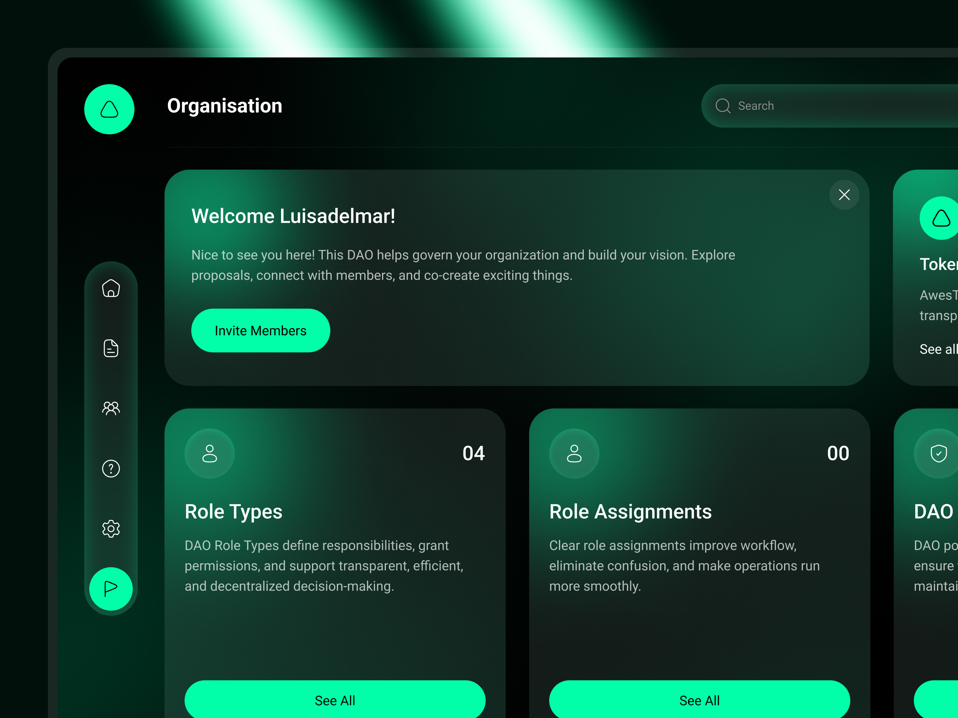 DAO NFT badge governance voting interface