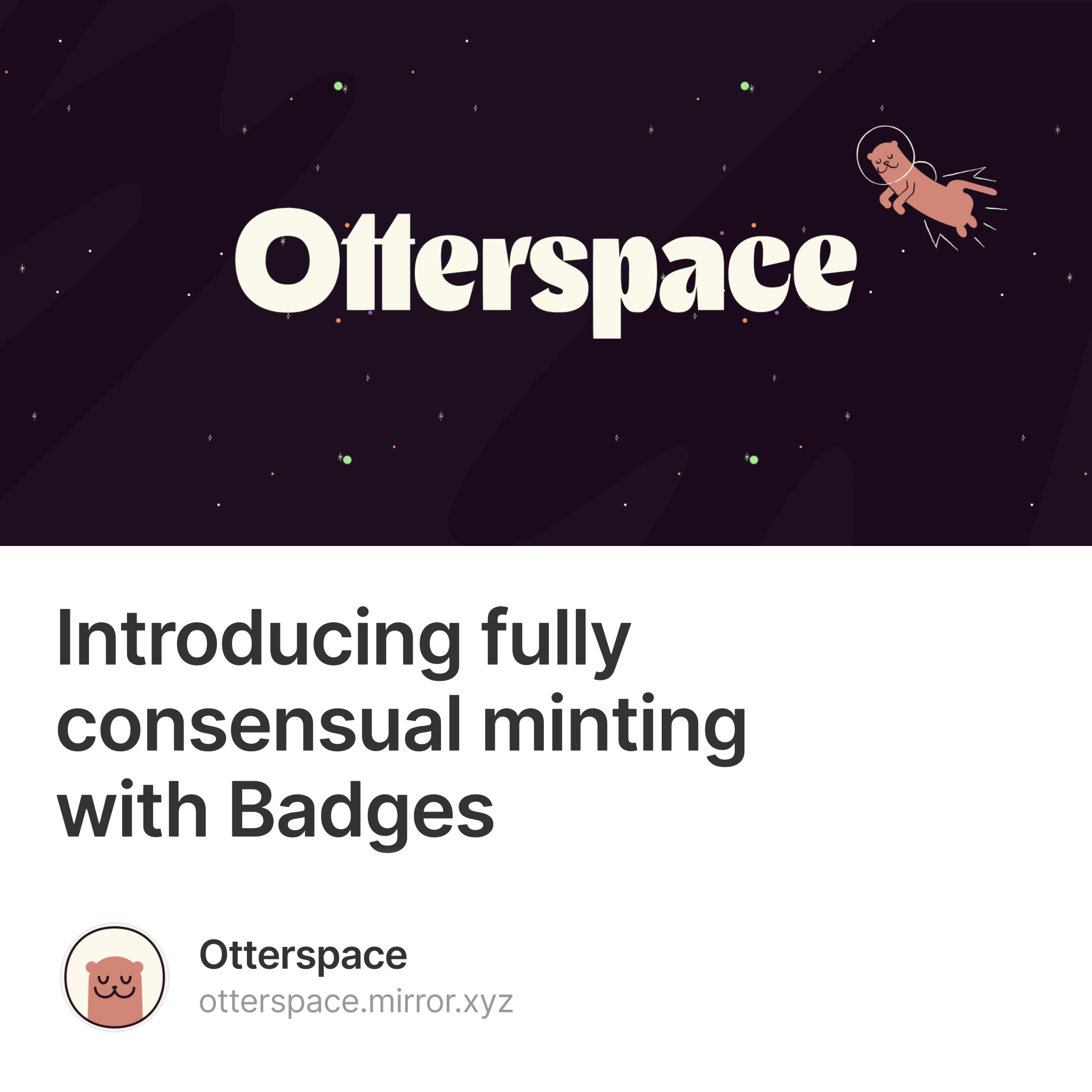 Otterspace soulbound NFT badge