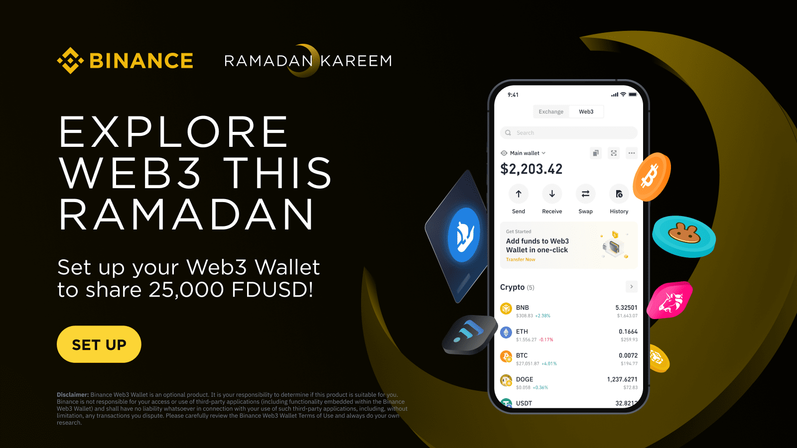 Binance Wallet holding eligible cryptocurrencies