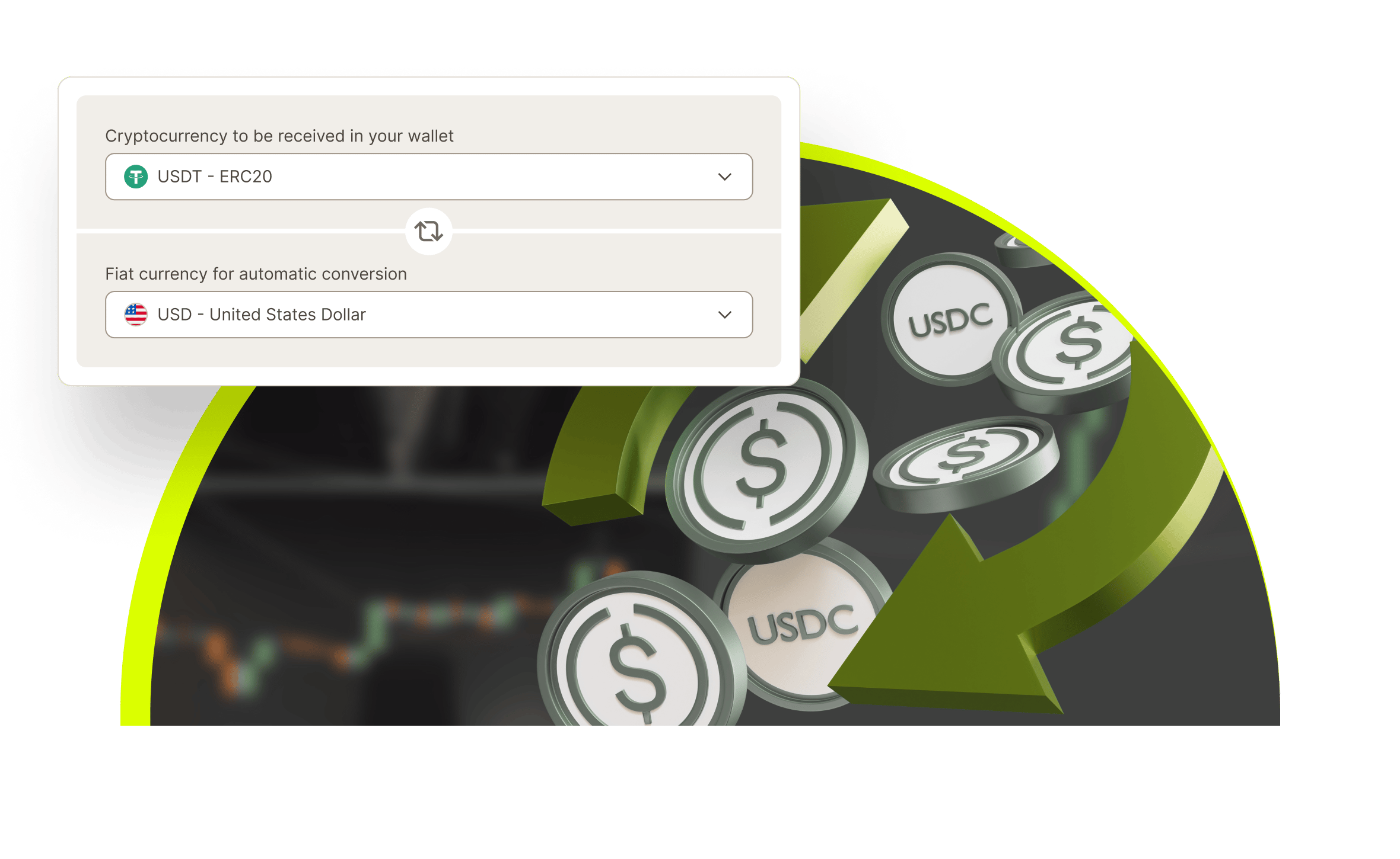 crypto to fiat auto conversion icon