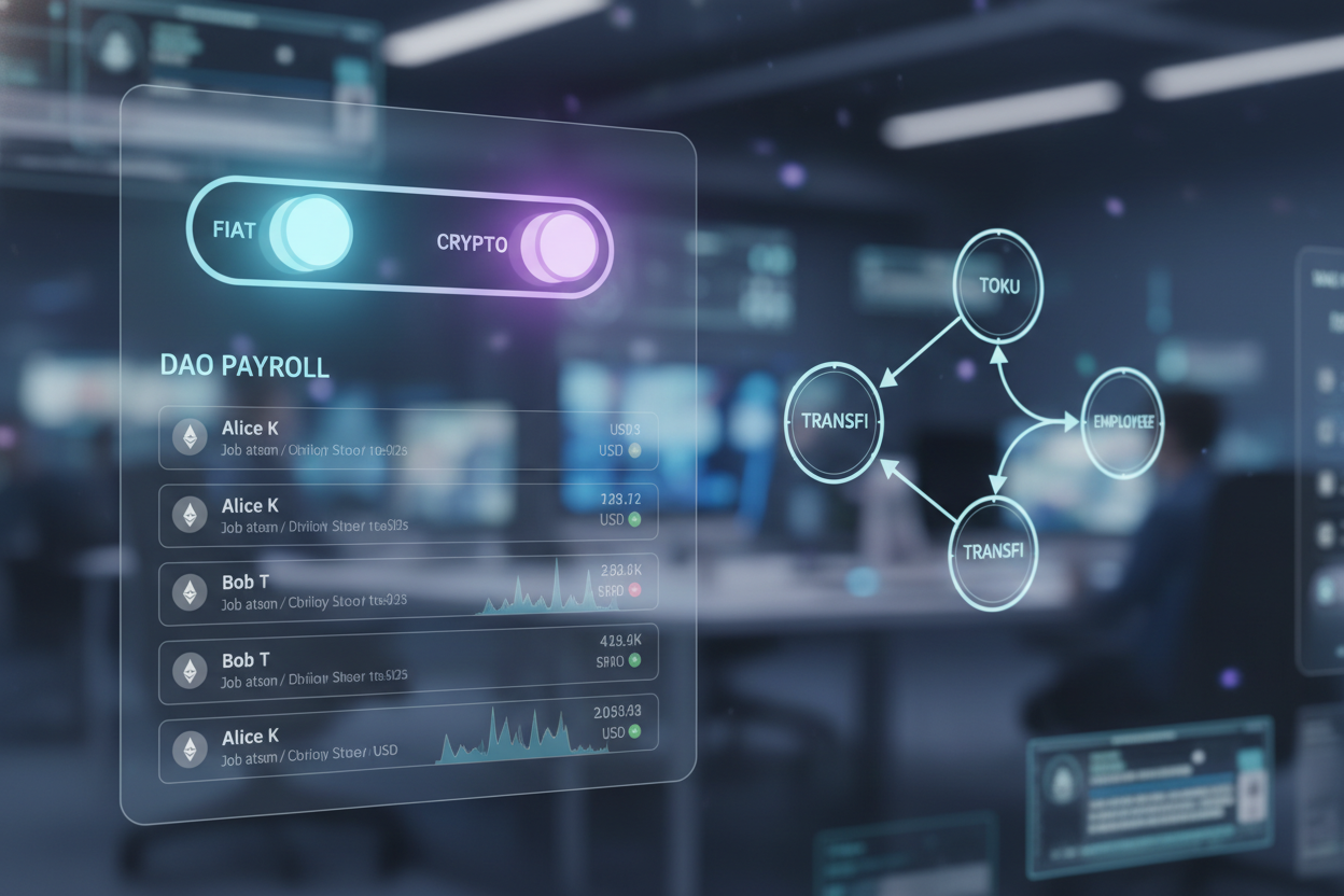 fiat crypto toggle DAO payroll Toku TransFi