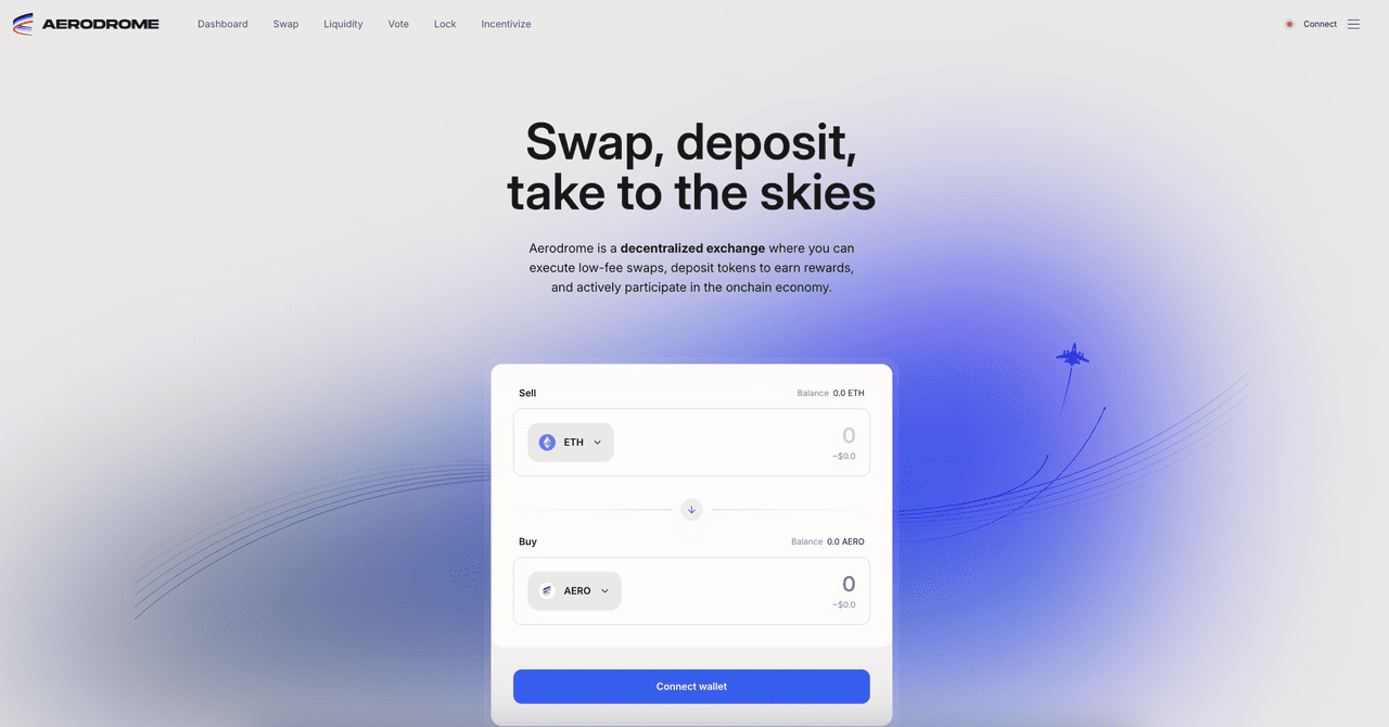 Aerodrome Base DeFi app dashboard