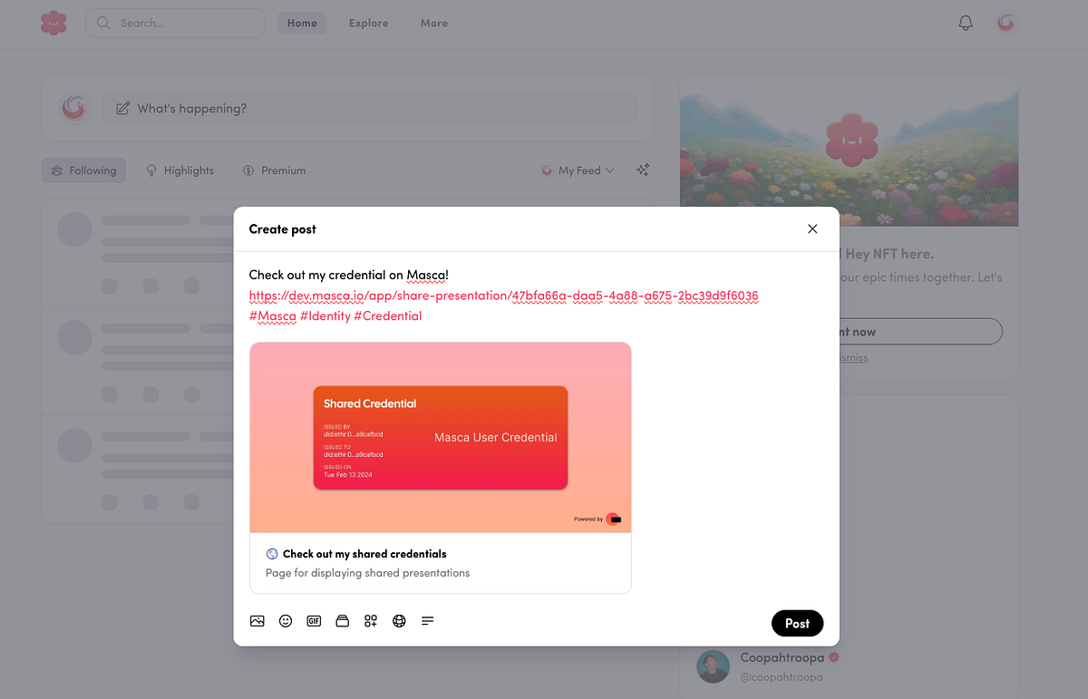 Lens Protocol Hey app Twitter feed screenshot