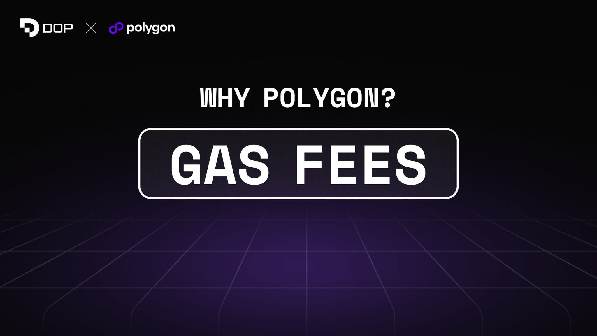 Polygon blockchain low gas fees graphic
