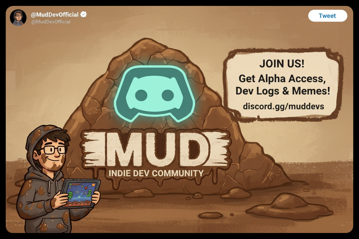 Mud Discord promo Twitter indie dev