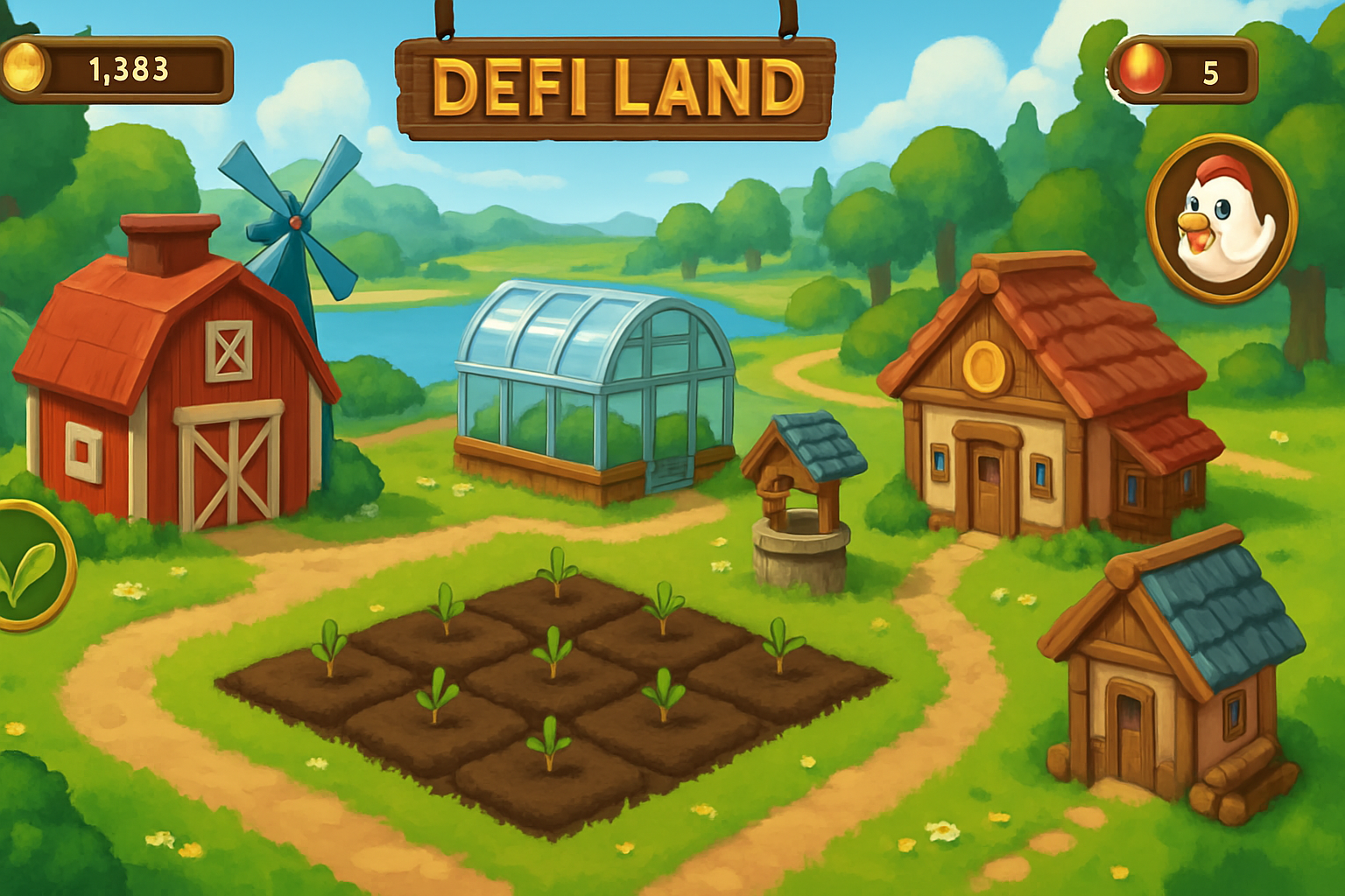 DeFi Land farming sim screenshot