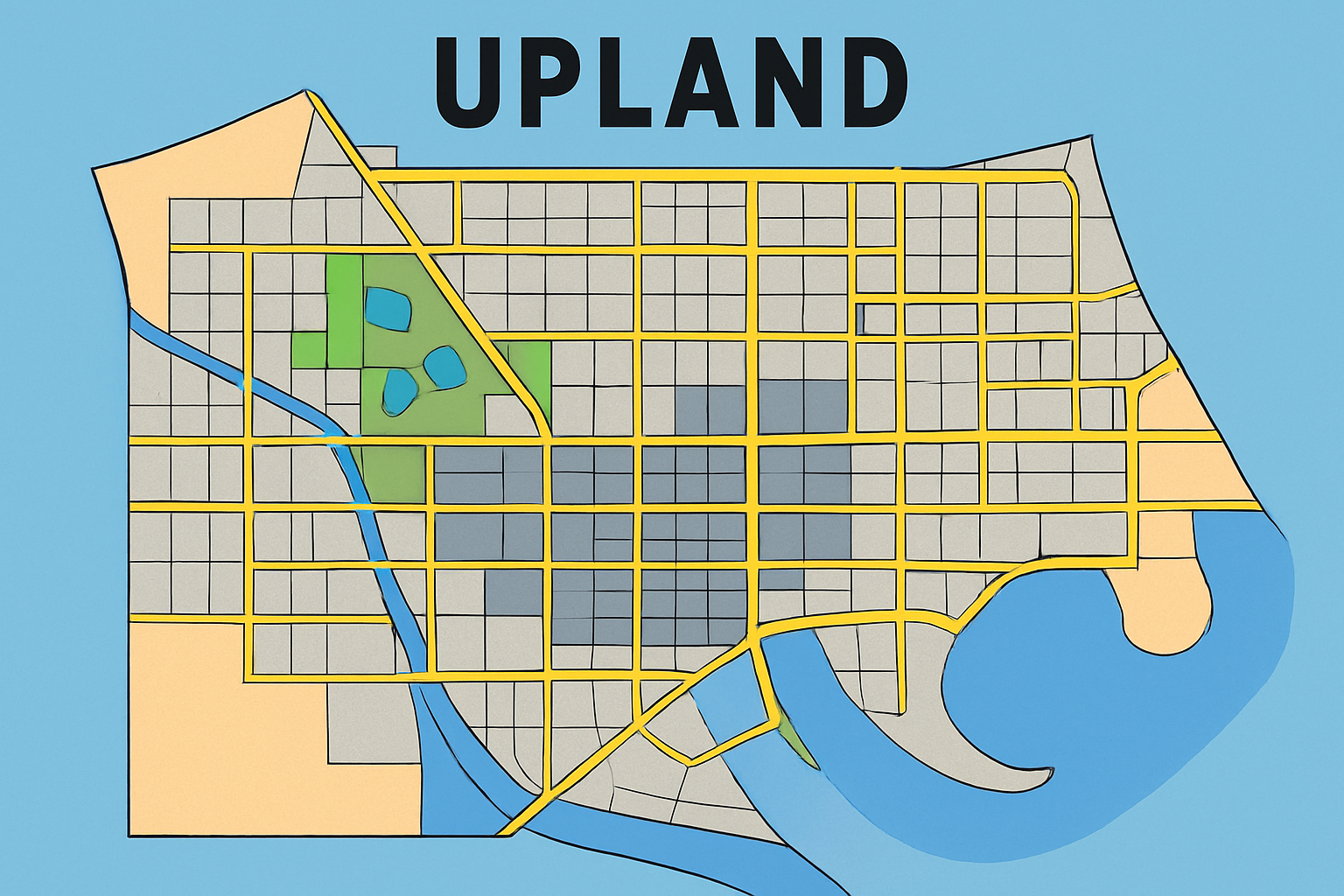 Upland virtual city map