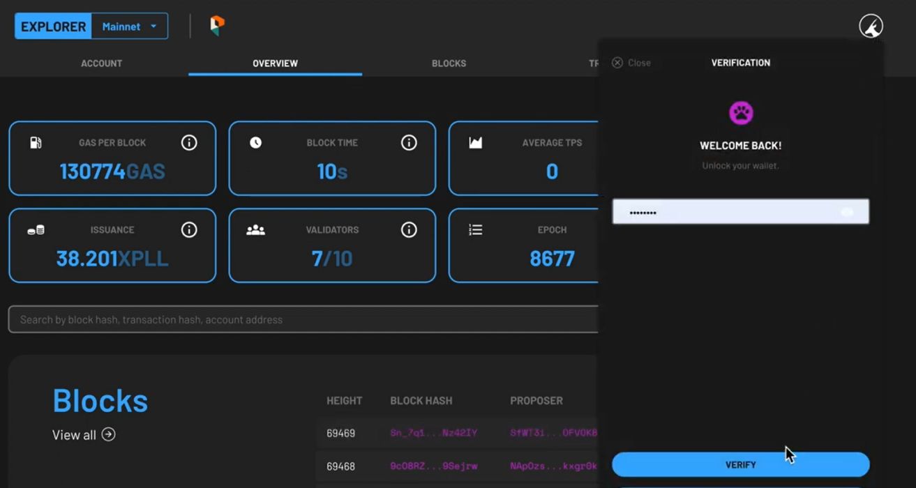 Blockchain explorer showing staking transactions