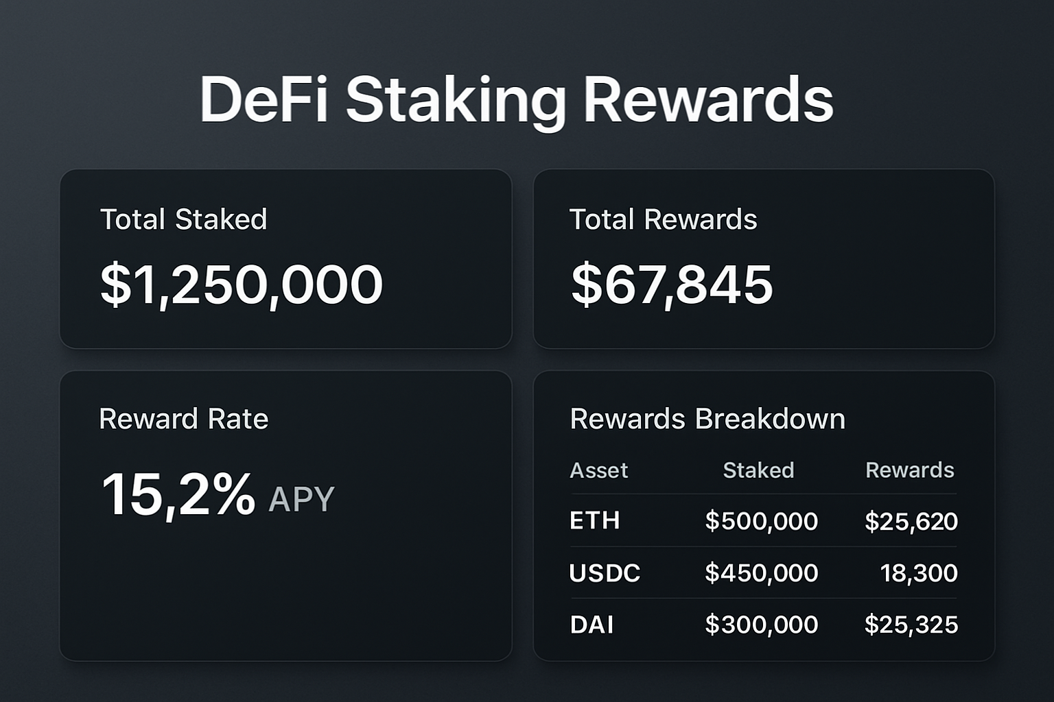 DeFi staking rewards dashboard screenshot
