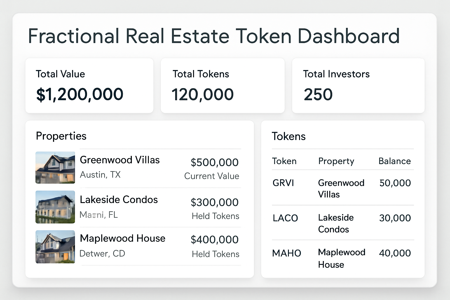 fractional real estate token dashboard screenshot