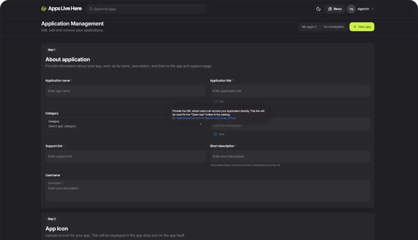 Caps Telegram mini app screenshot