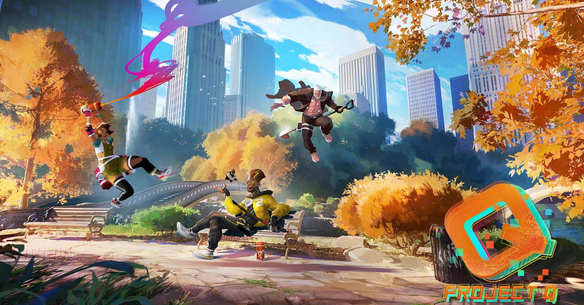 Epic illustration of two AI agents in intense fists-flying battle in futuristic esports fighting game arena