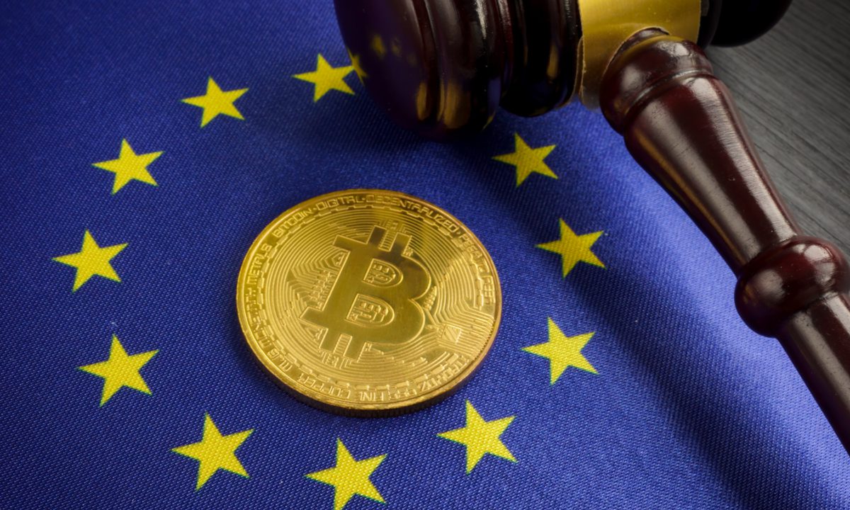Euro coin integrated with a digital blockchain network symbolizing regulated euro stablecoins in Europe under MiCA.