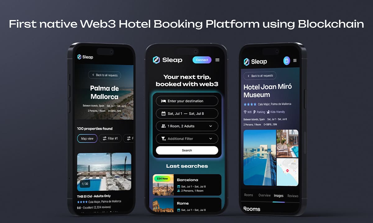 Sleap.io crypto travel booking platform