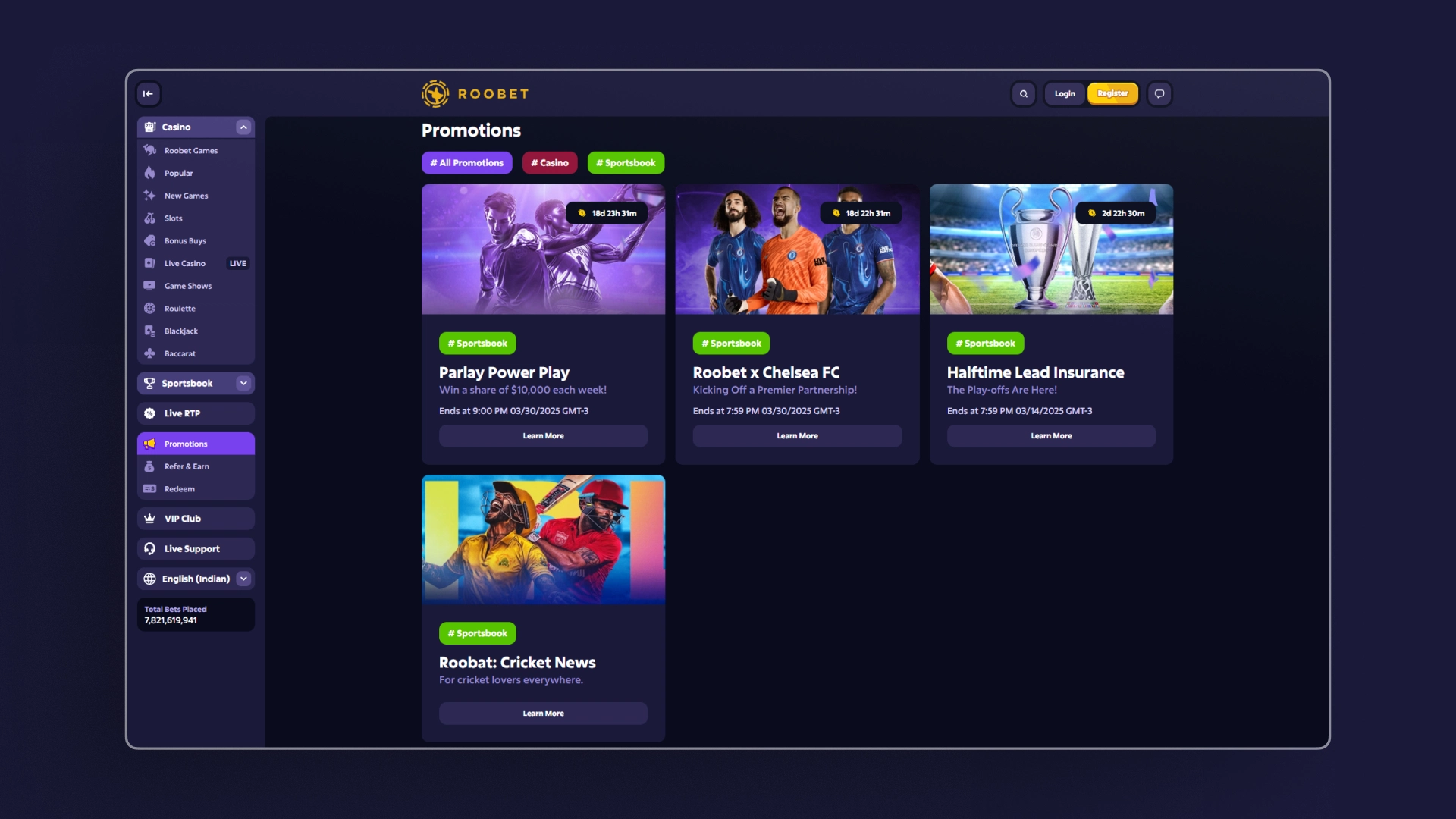 Roobet crypto betting site