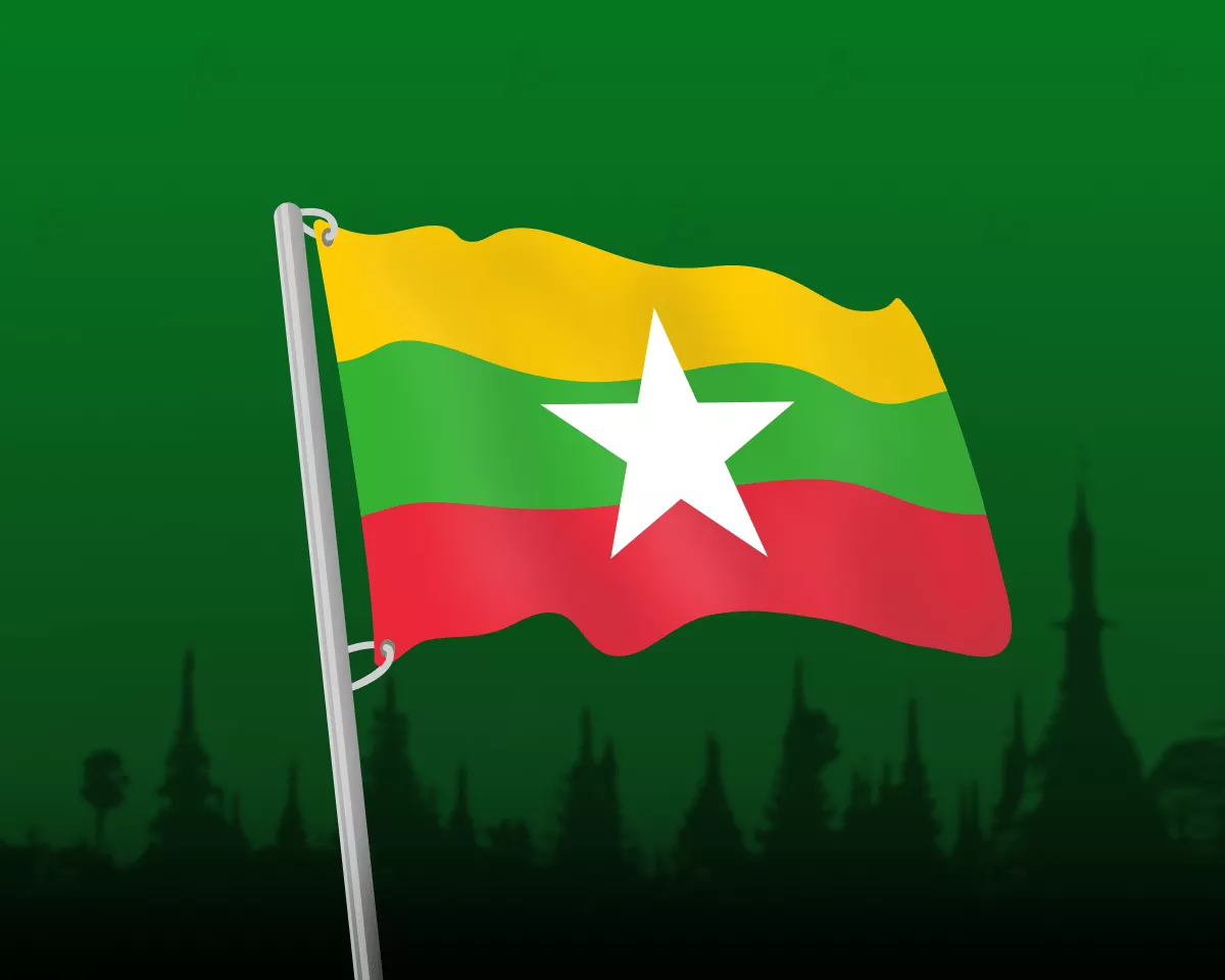 Myanmar flag military regime crypto