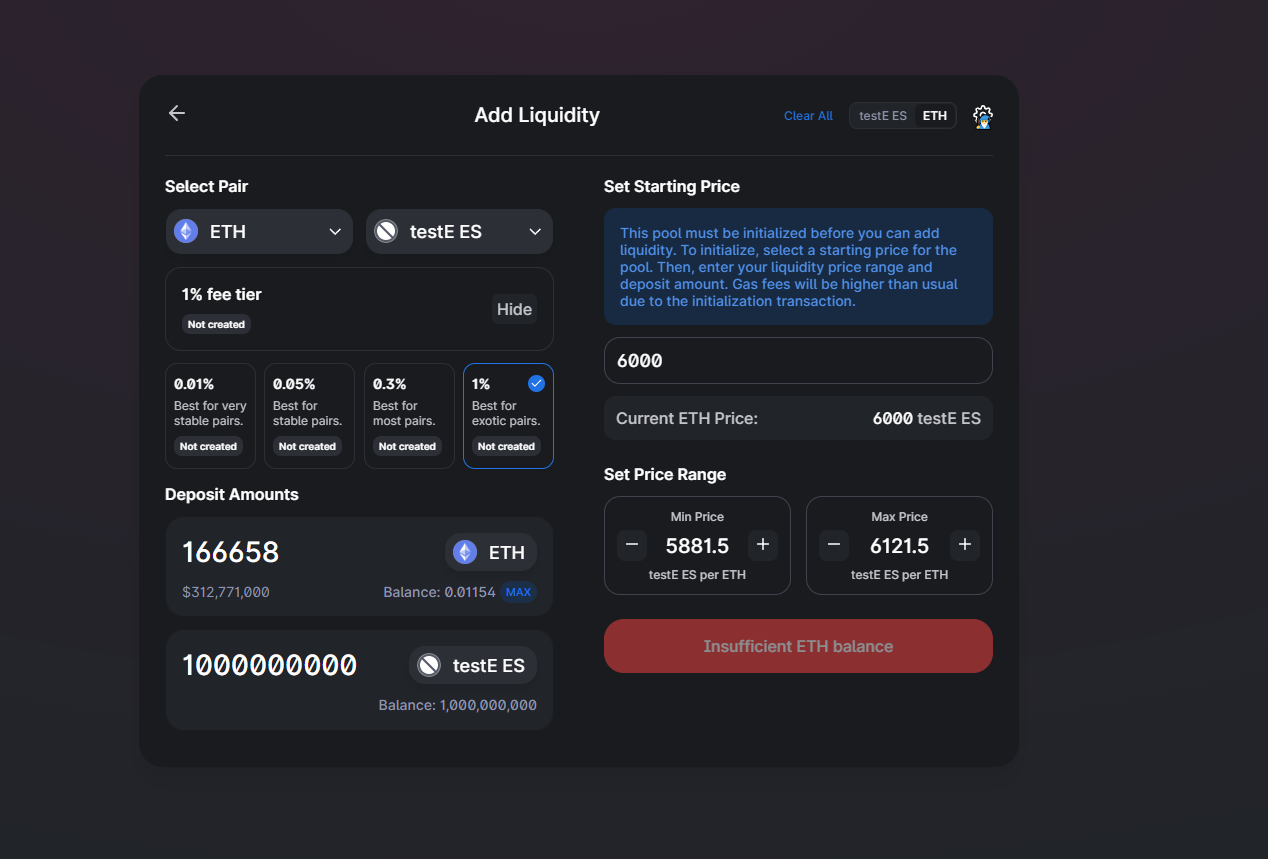 stETH liquidity provision on Uniswap