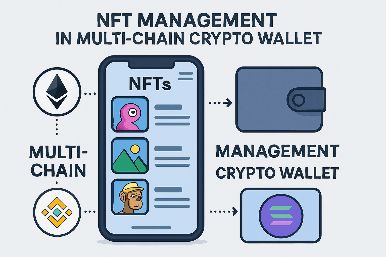 NFT management in multi-chain crypto wallet