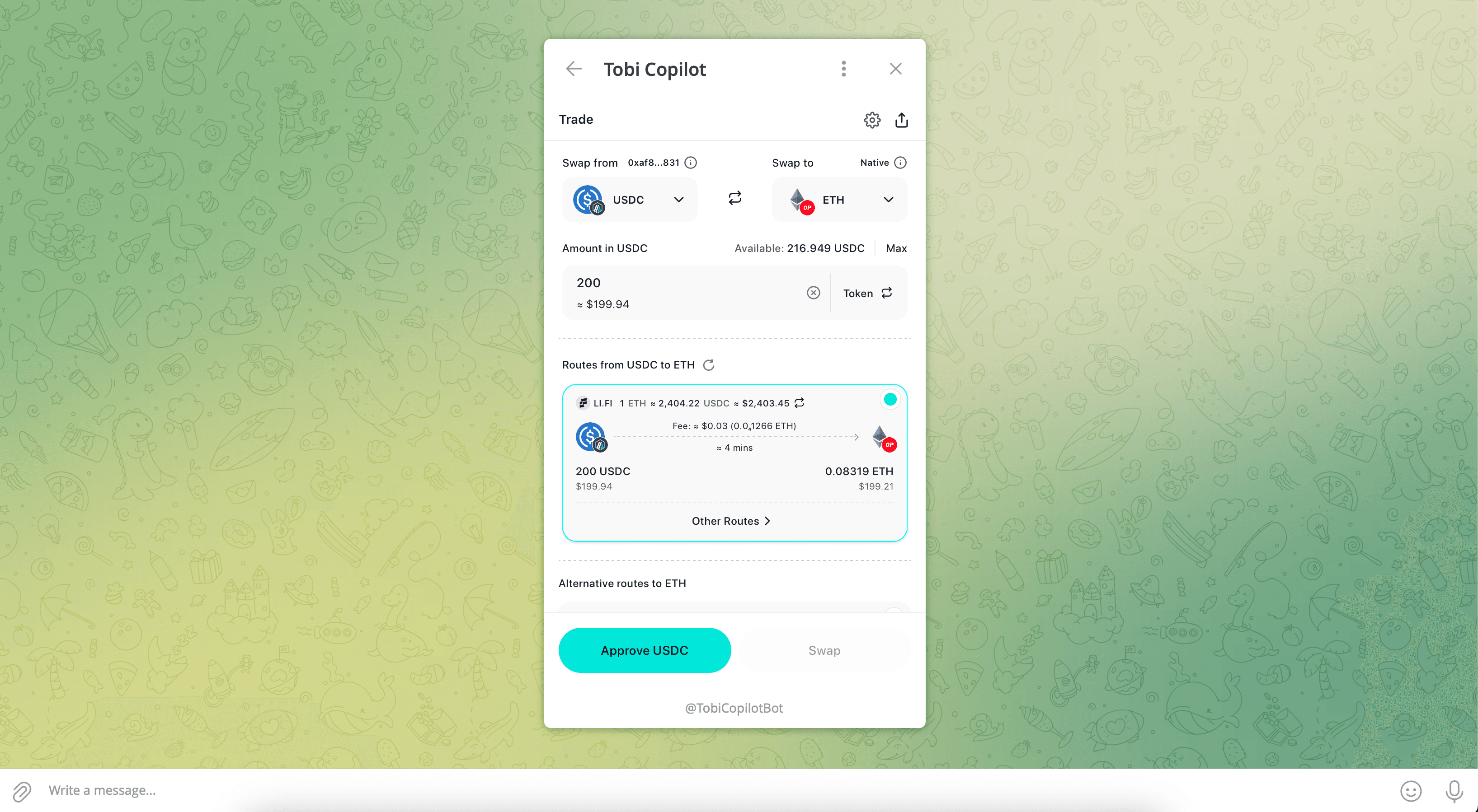 LI.FI cross-chain asset swap interface