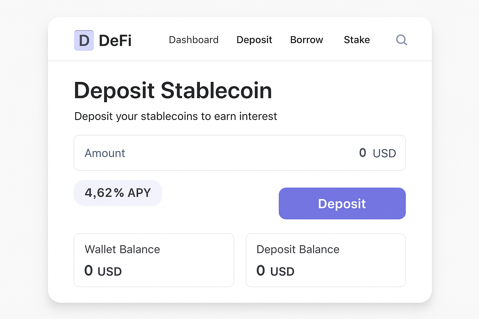 user-friendly DeFi stablecoin interface