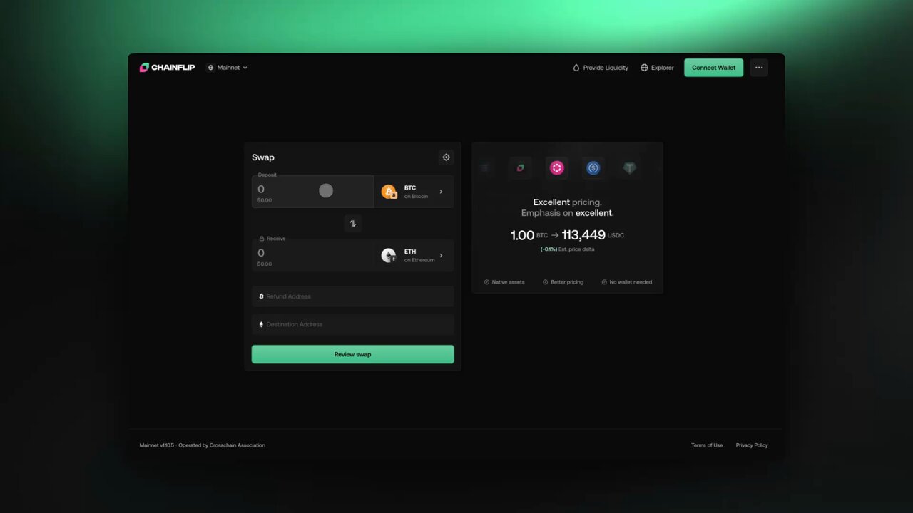 cross-chain swap user interface