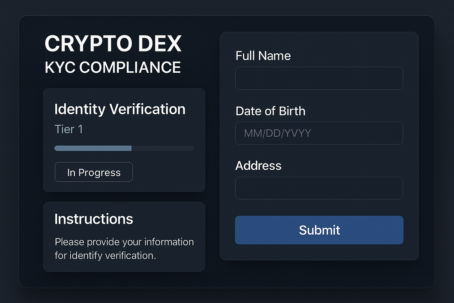 crypto DEX KYC compliance interface
