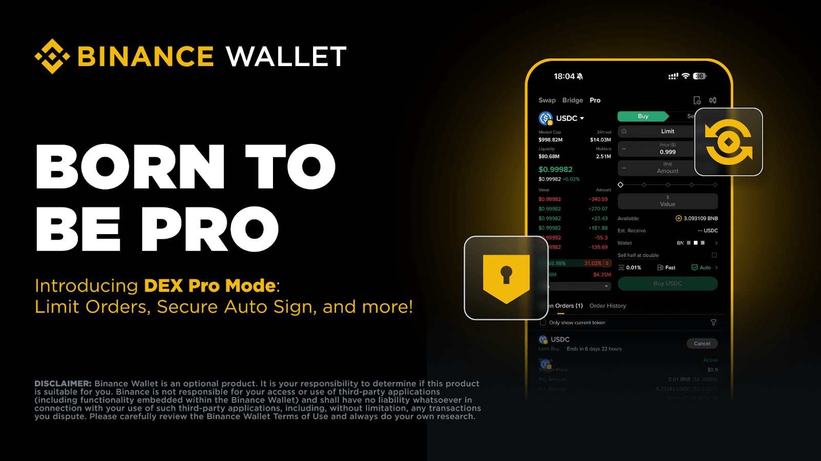 Binance Wallet DEX trading interface
