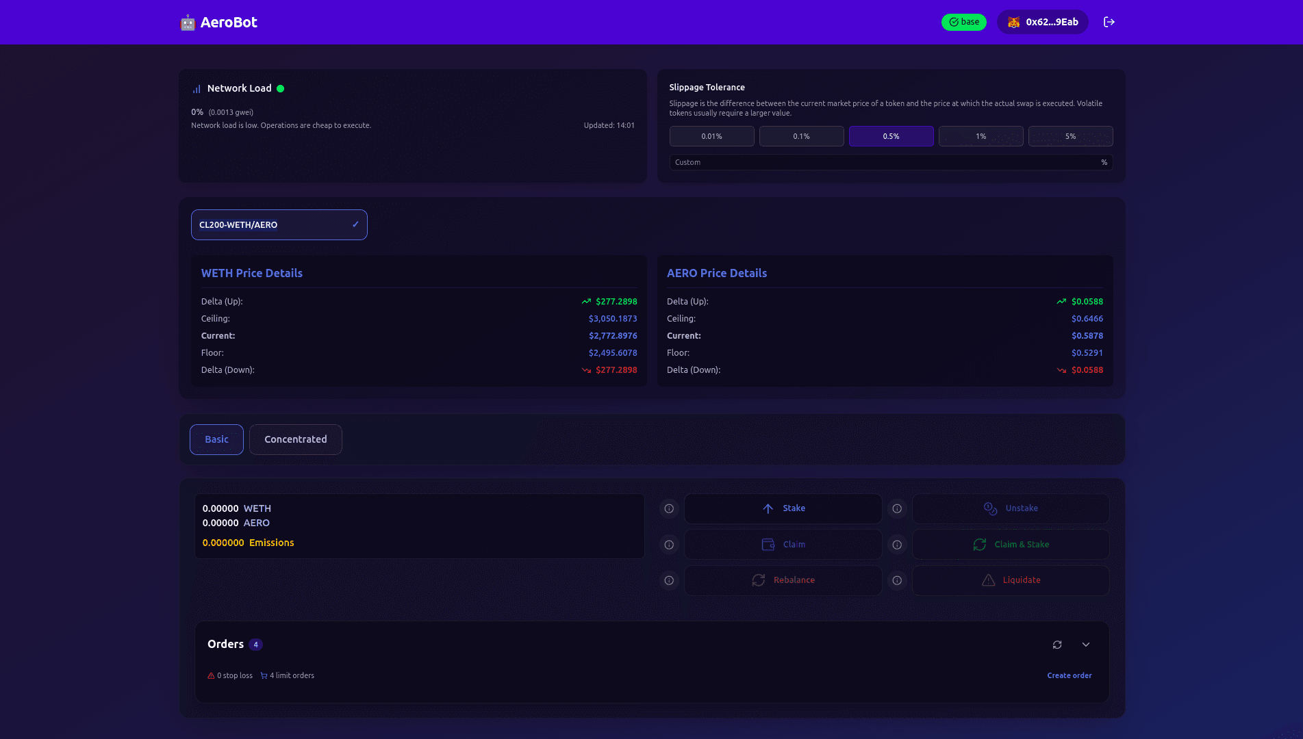 Aerodrome liquidity pool interface