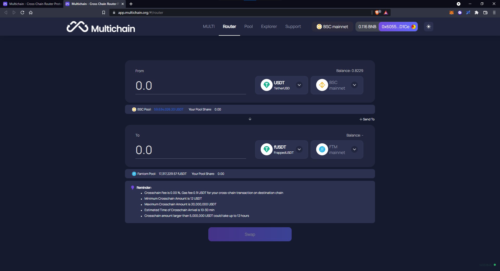 USDT multi-chain transaction interface