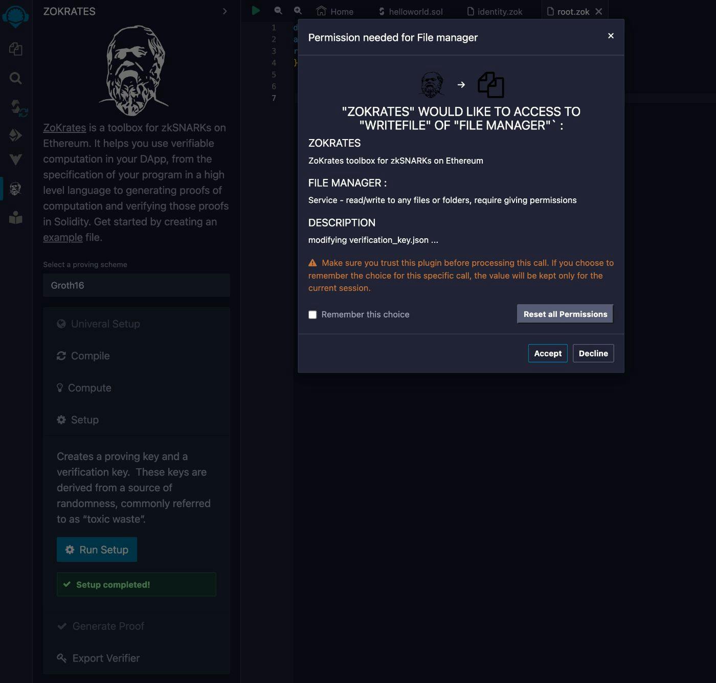 ZoKrates zero-knowledge proof smart contract