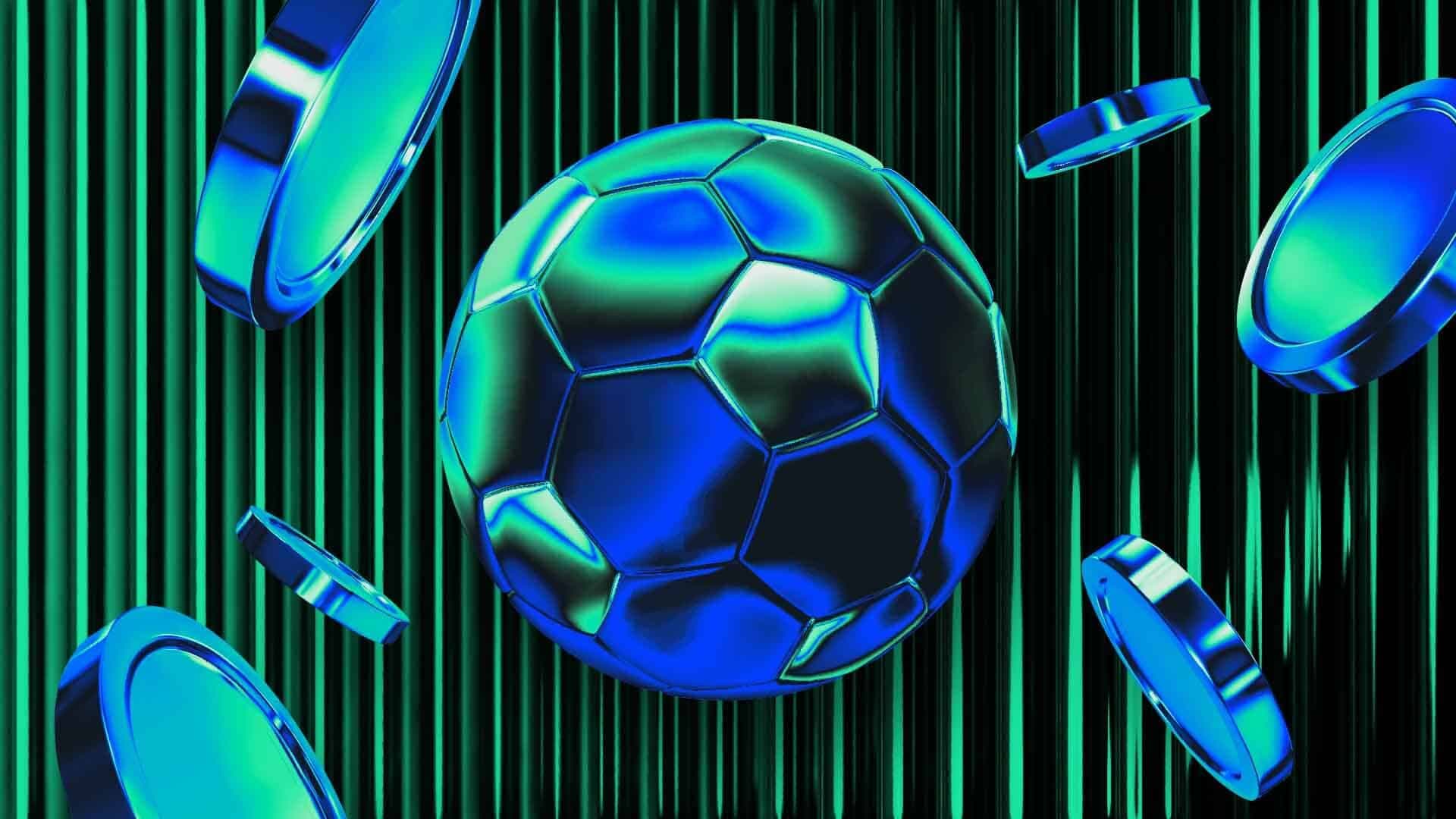 Sports fans in a stadium using mobile phones to vote in a blockchain-powered poll, illustrating digital fan engagement through fan tokens.