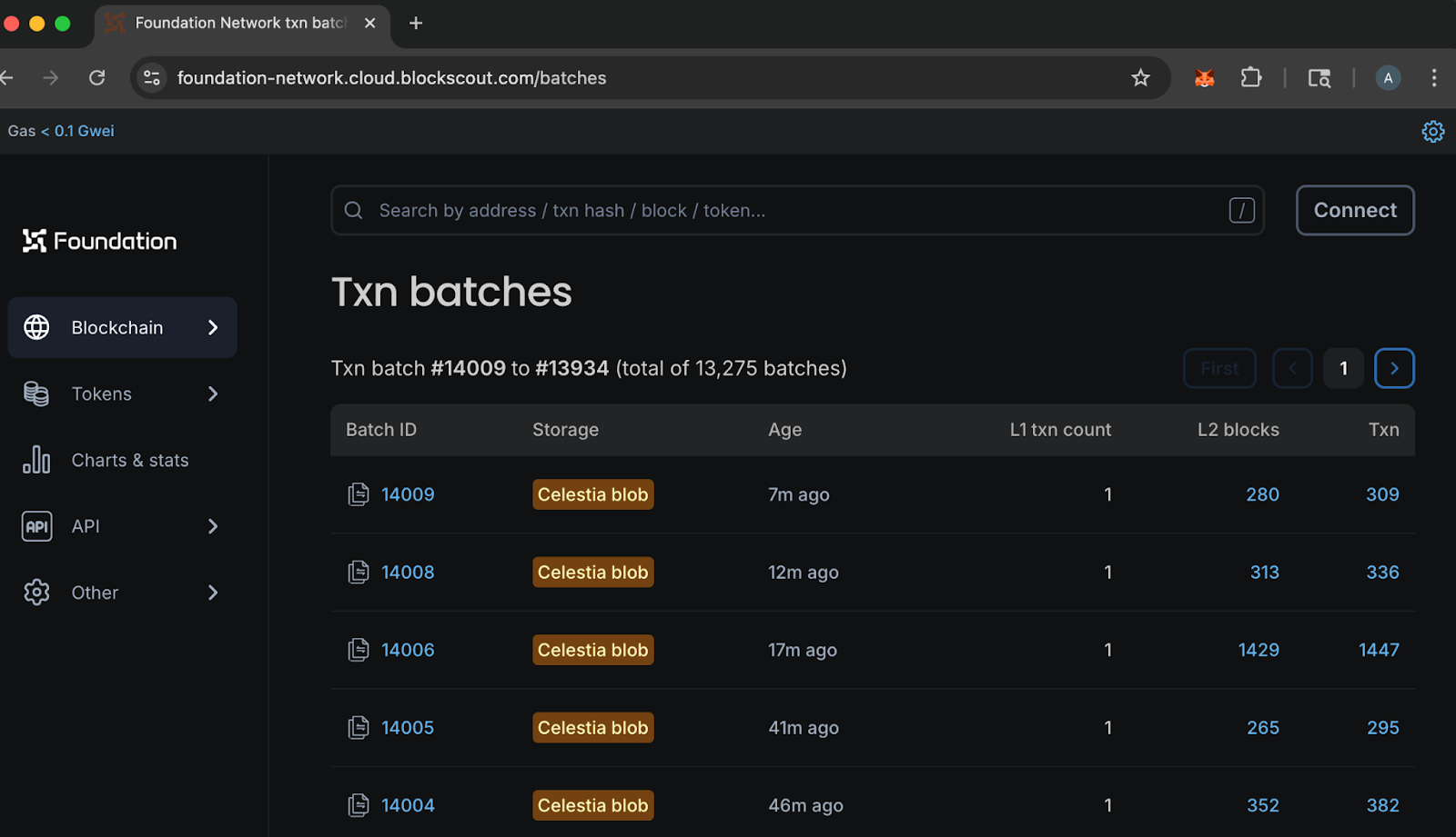 Celestia data availability layer interface