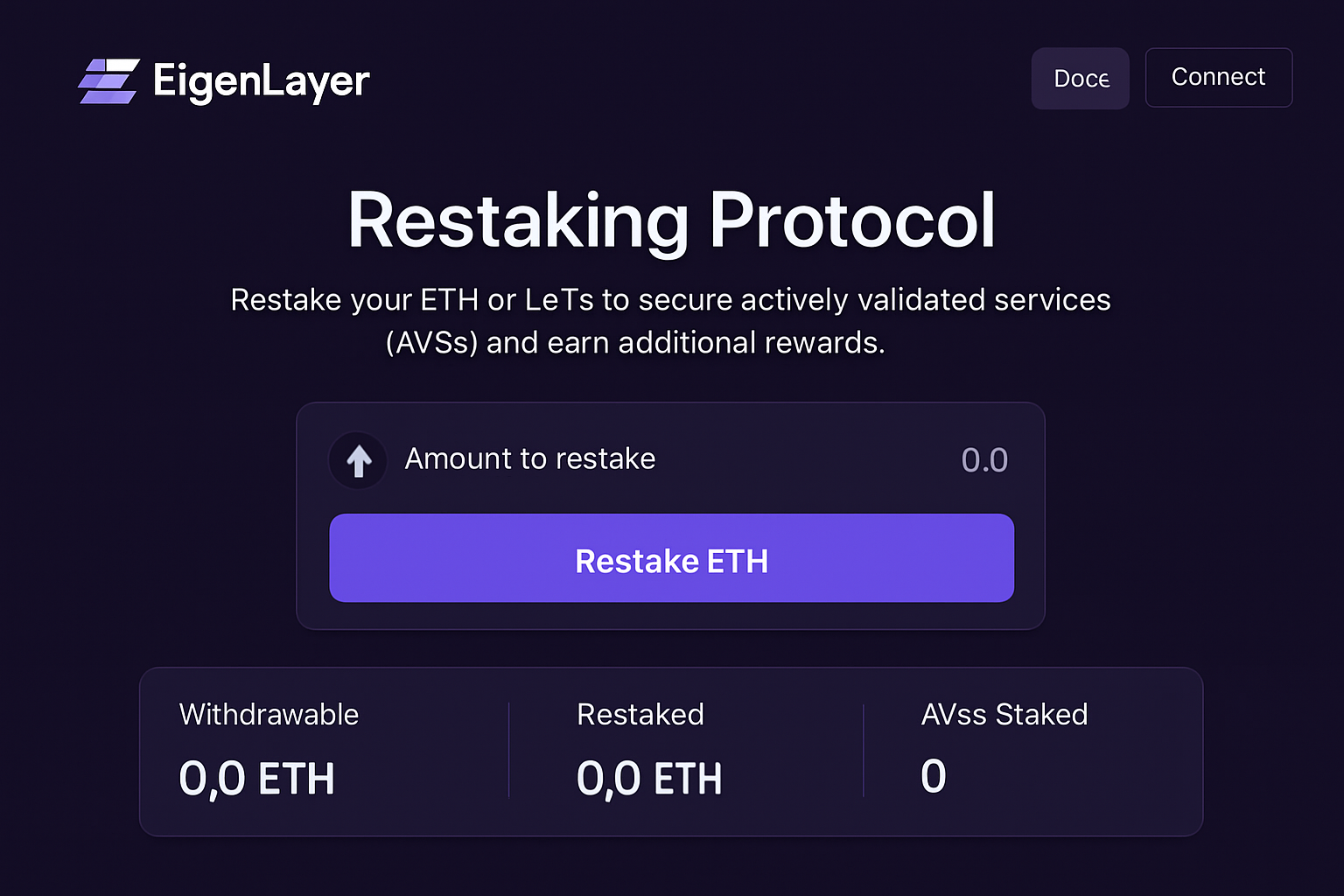 EigenLayer restaking protocol interface