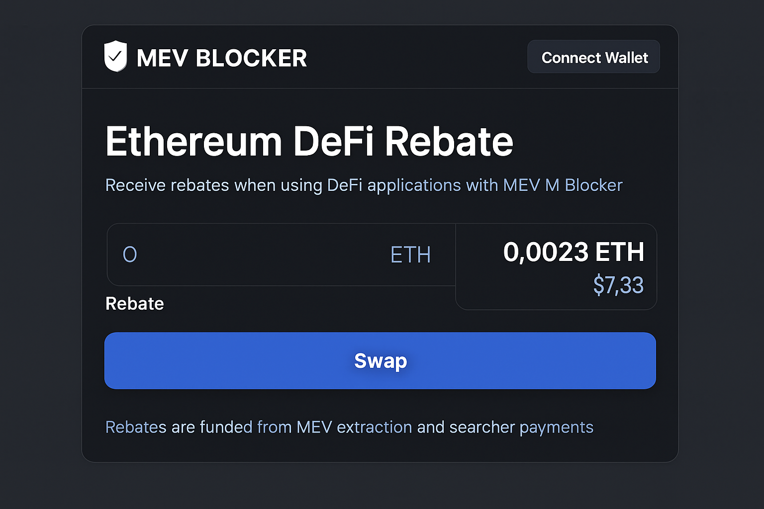 MEV Blocker Ethereum DeFi rebate interface