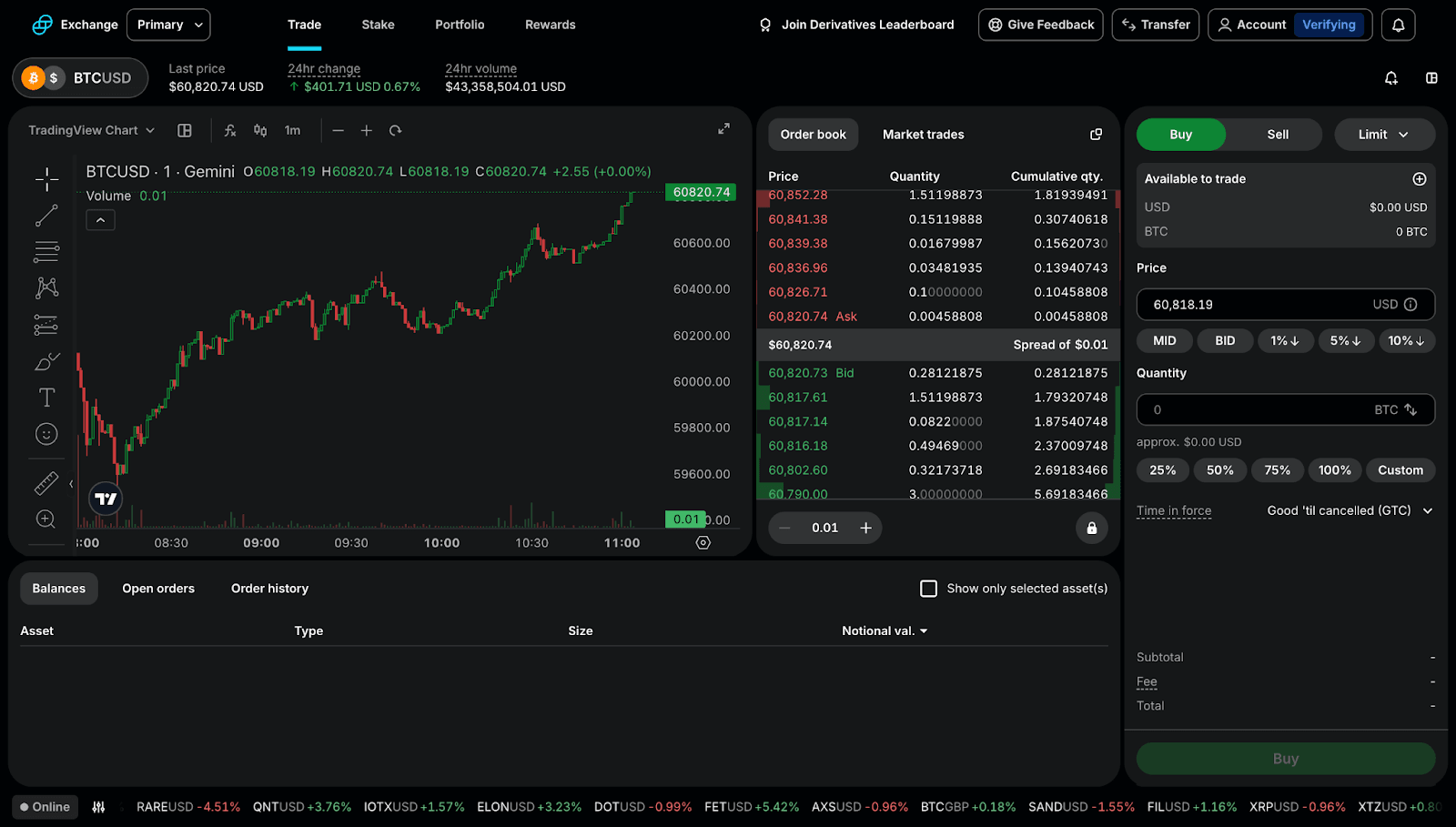 Creek Finance gold DeFi platform interface