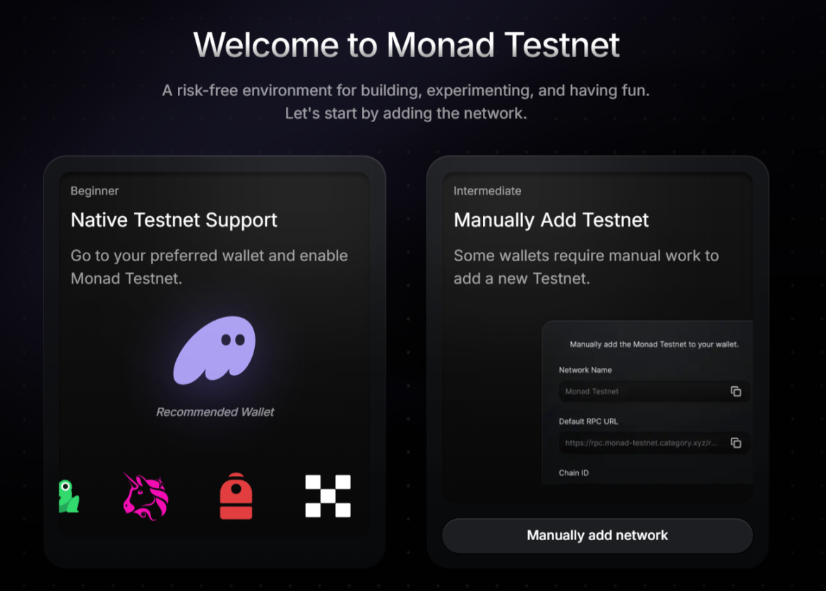 Monad blockchain official documentation interface