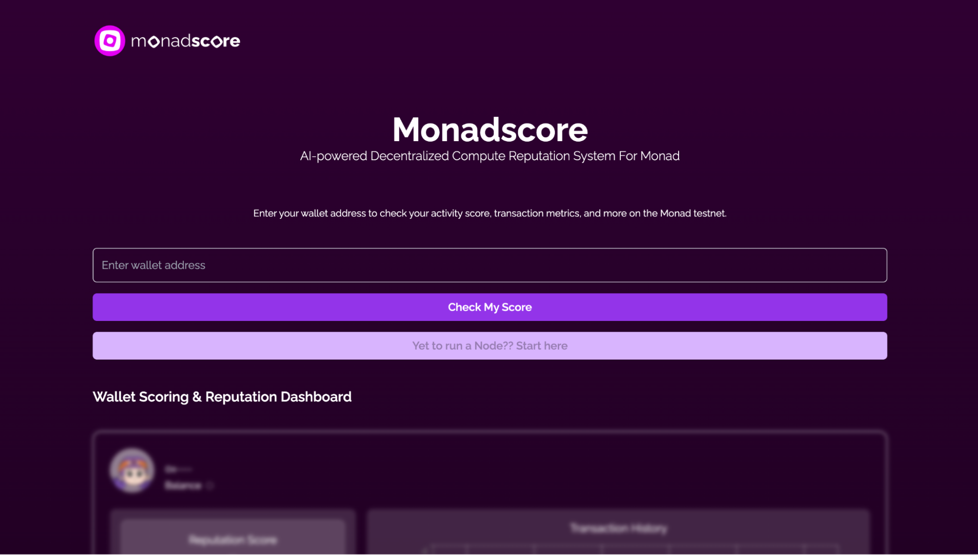 Monad Testnet dashboard