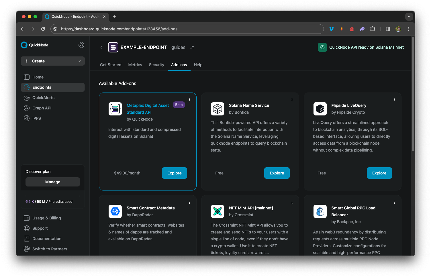 QuickNode Monad RPC dashboard