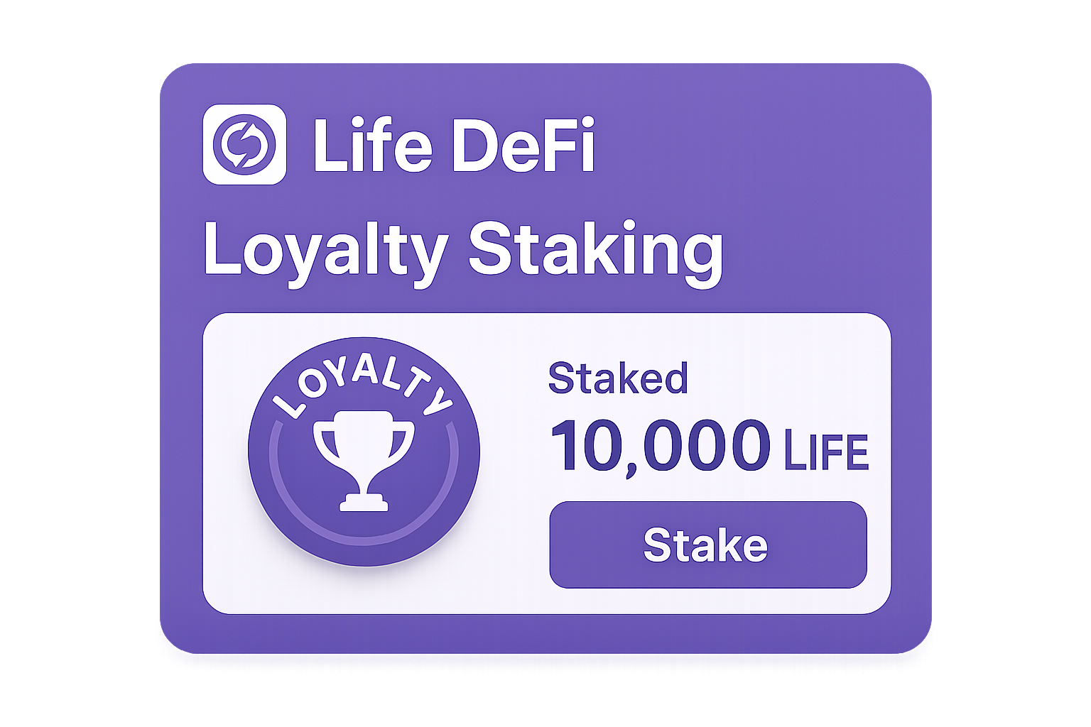 Life DeFi app loyalty staking interface logo