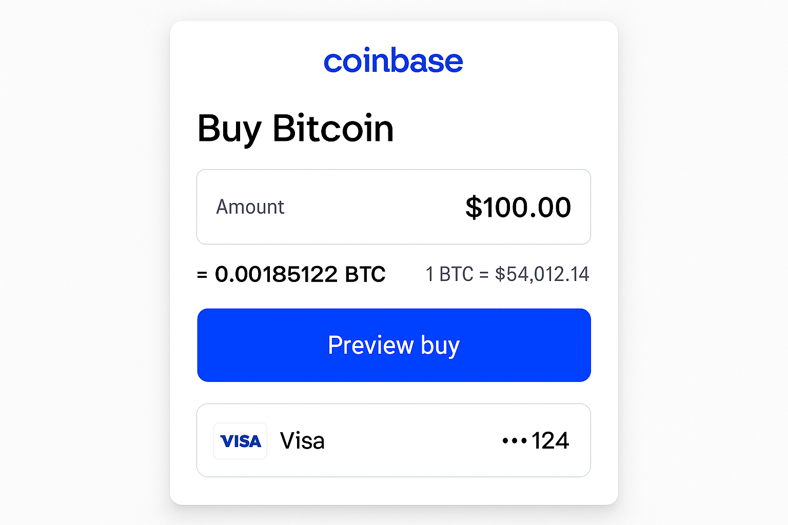 Coinbase Bitcoin purchase interface