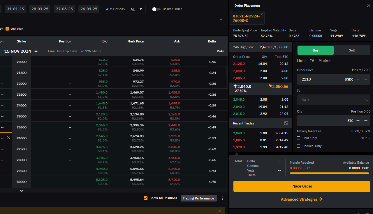 Crypto put options trading USDT screenshot