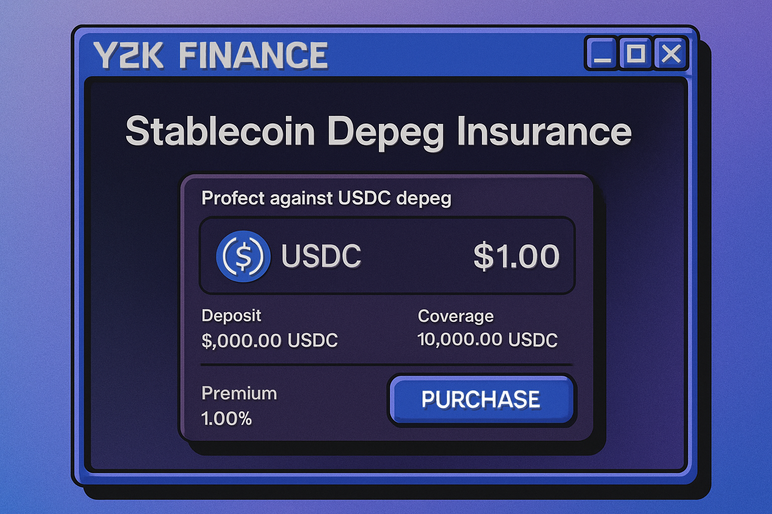 Y2K Finance stablecoin depeg insurance interface