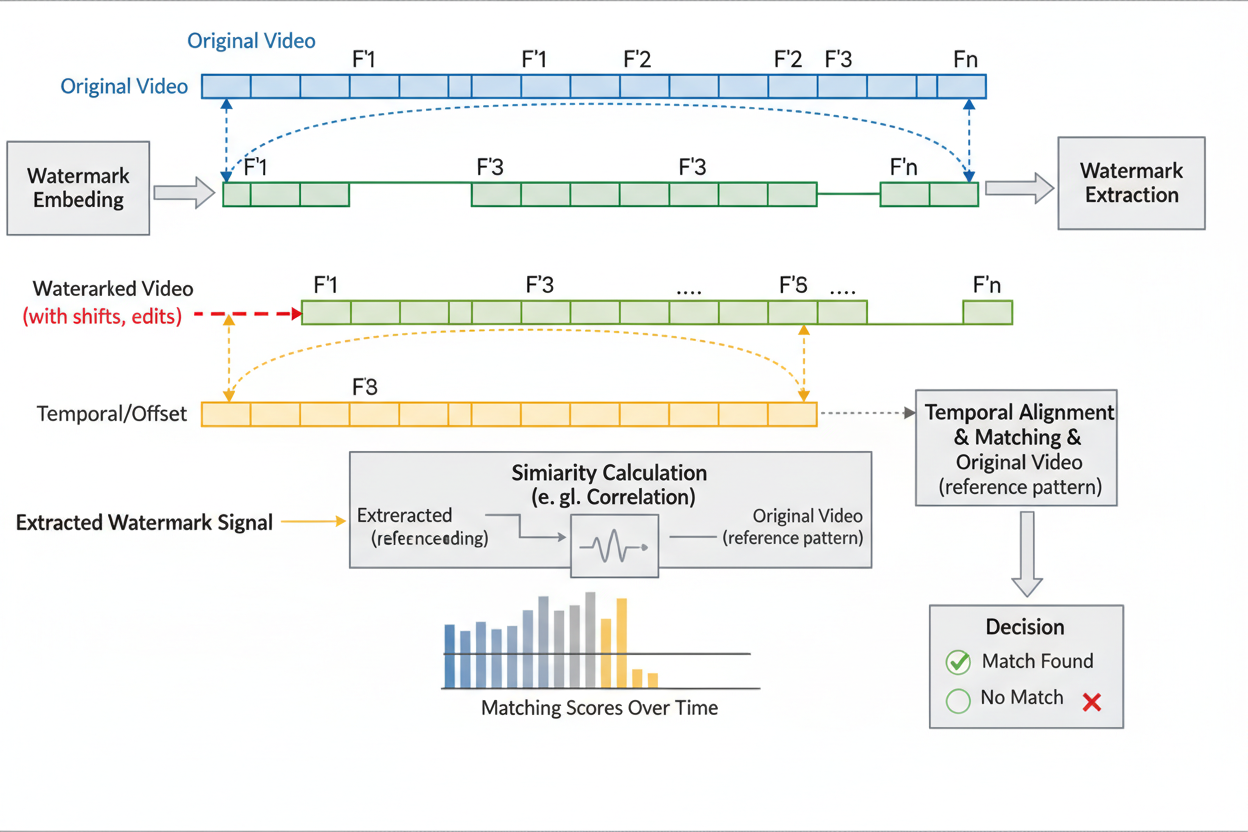 VideoMark watermarking temporal matching diagram