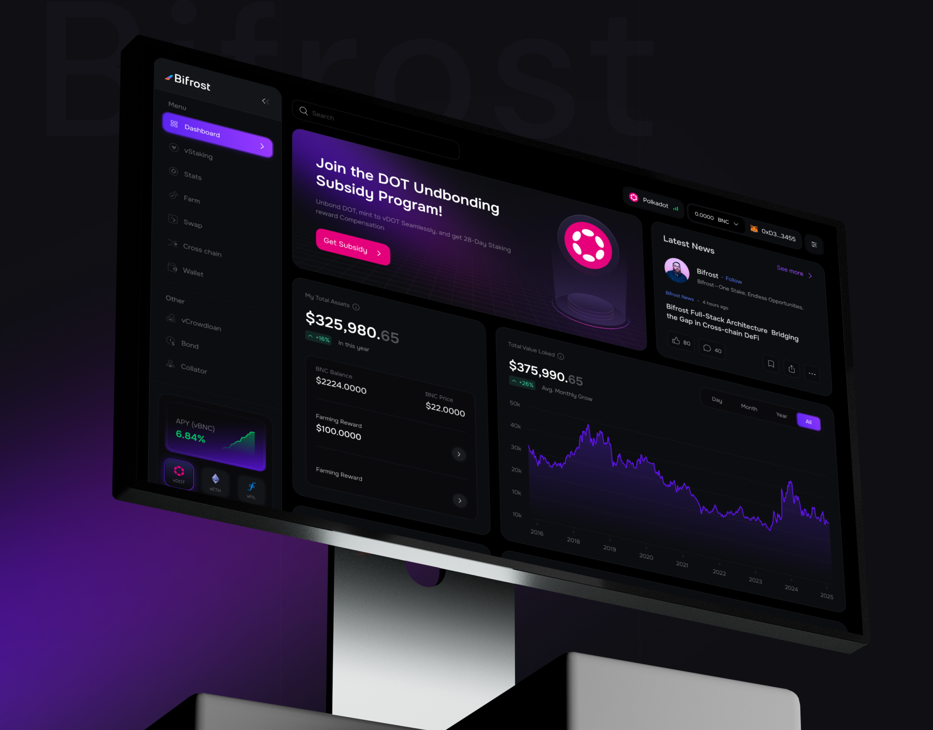 DeFi on-chain staking dashboard