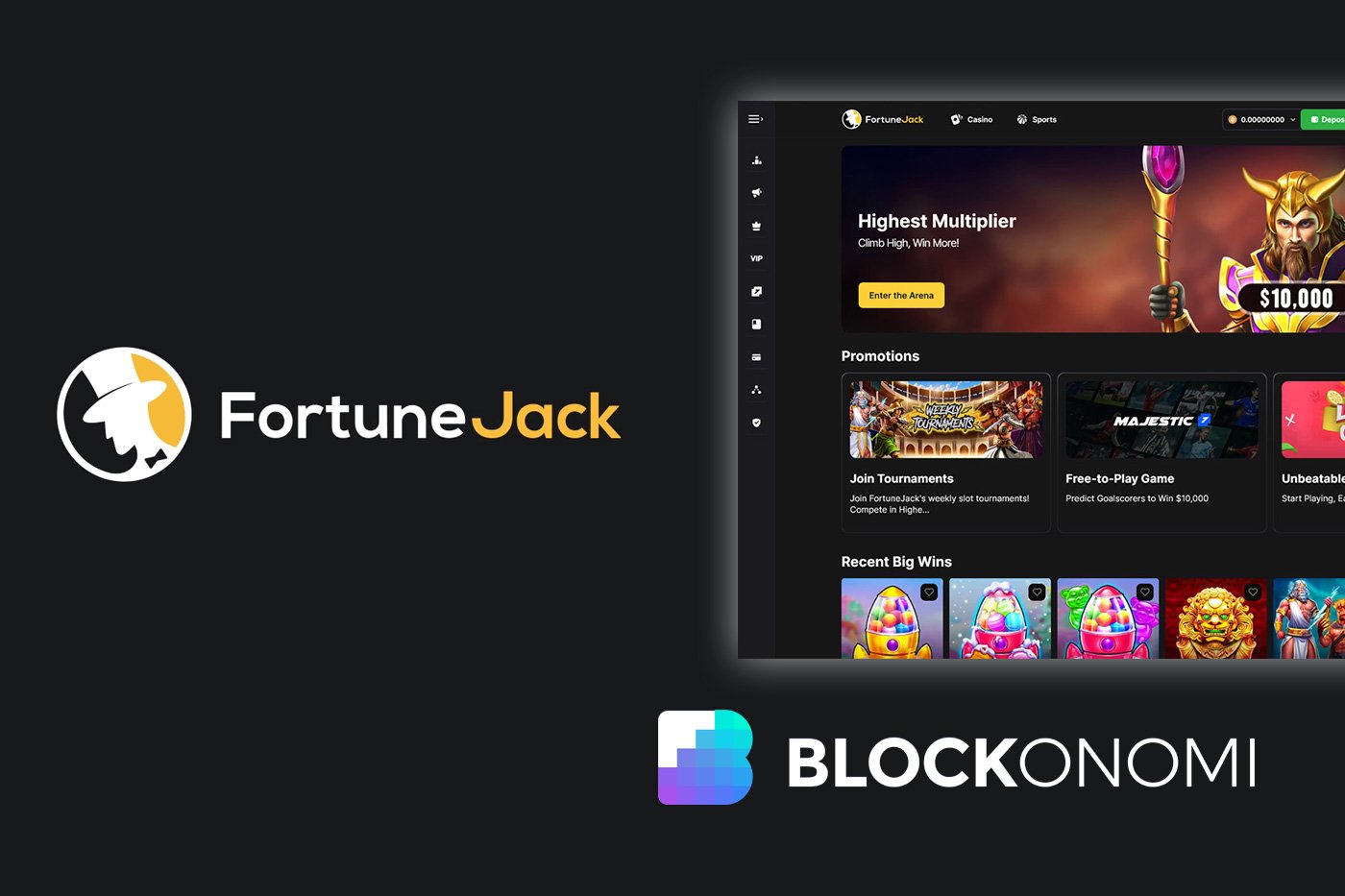 FortuneJack crypto esports betting homepage