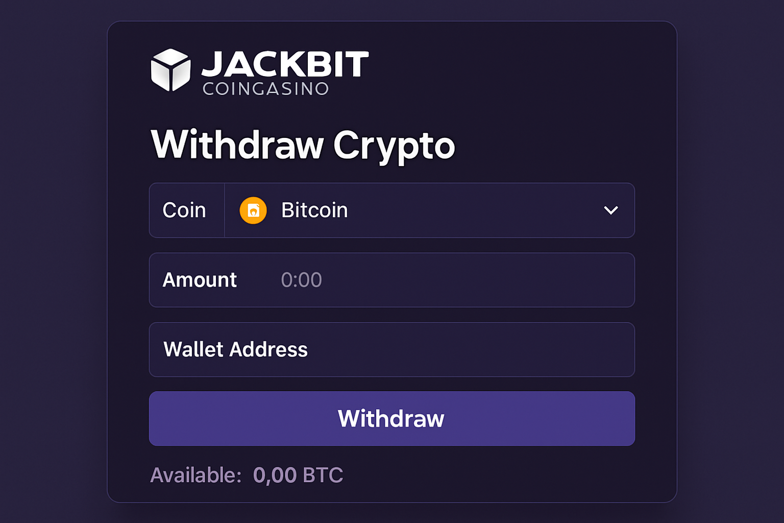 Jackbit CoinCasino crypto withdrawal interface